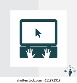 Laptop Icon with hand