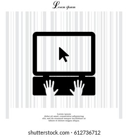 Laptop Icon with hand