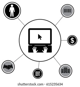 Laptop Icon with hand