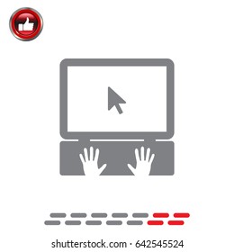 Laptop Icon with hand