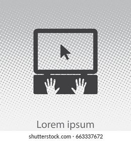 Laptop Icon with hand