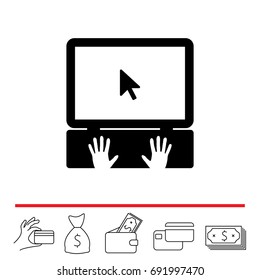 Laptop Icon with hands