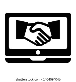 laptop icon with a handshake 