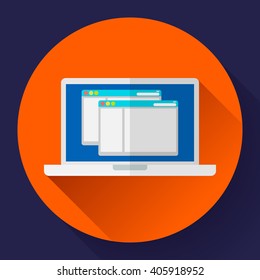 Laptop Icon illustration. Flat design style with long shadow.