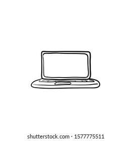 laptop icon illustration with hand drawn doodle style vector isolated