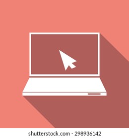 Laptop Icon illustration a long shadow