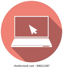 Laptop Icon illustration a long shadow