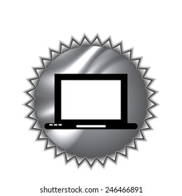  Laptop Icon illustration  on round sticker