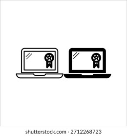 Ilustración del icono del ordenador portátil. Símbolo de computadora simple. Pantalla rectangular negra. Diseño de dispositivo minimalista.