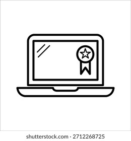 Ilustración del icono del ordenador portátil. Símbolo de computadora simple. Pantalla rectangular negra. Diseño de dispositivo minimalista.