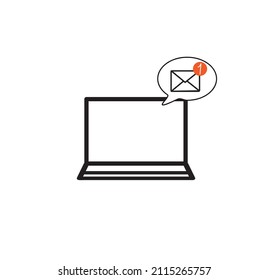 icono del portátil con información sobre el mensaje recibido aislado en un fondo blanco, tecnología moderna, correo electrónico