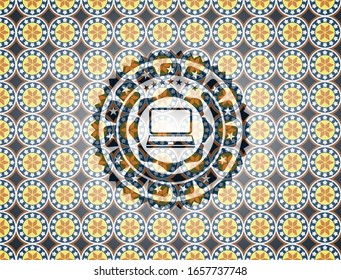 Laptop-Symbol im arabischen Stil-Badge. arabische Dekoration.