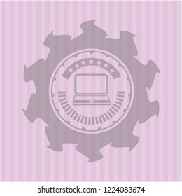 laptop icon inside badge with pink background