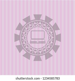 laptop icon inside badge with pink background