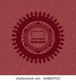 laptop icon inside badge with red background