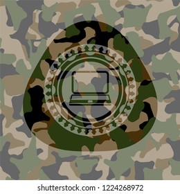 laptop icon inside camo texture