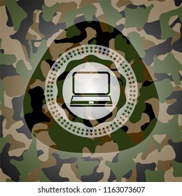 laptop icon inside camouflage texture
