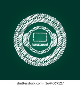 icono de portátil con emblema de tiza