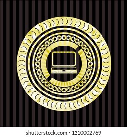 laptop icon inside golden badge
