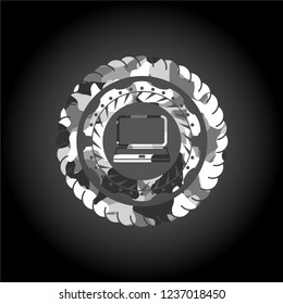 laptop icon inside grey camo texture