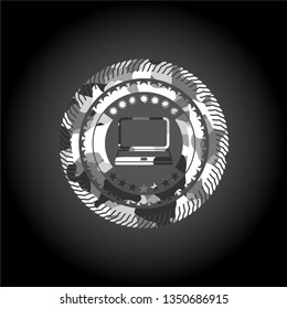 laptop icon inside grey camo texture