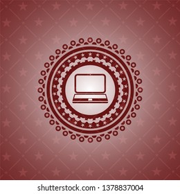 laptop icon inside red icon or emblem