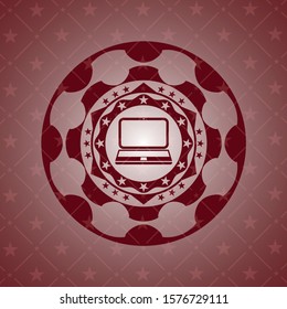 laptop icon inside red icon or emblem