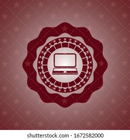 Laptop-Symbol im Retro-Stil, rotes Emblem
