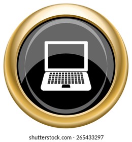 Laptop icon. Internet button on white  background. EPS10 Vector. 