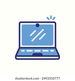 icono de portátil, gadget de tema de icono azul aislado