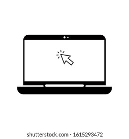 Laptop icon with an isolated cursor icon with a white background. eps 10