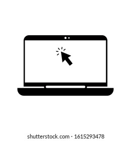 Laptop icon with an isolated cursor icon with a white background. eps 10