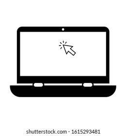 Laptop icon with an isolated cursor icon with a white background. eps 10