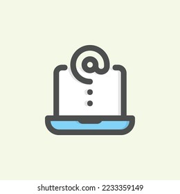  laptop icon, isolated office colored outline icon in light blue background, perfect for website, blog, logo, graphic design, social media, UI, mobile app