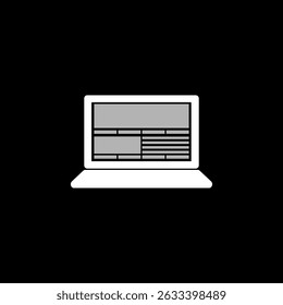 Icono del ordenador portátil aislado en fondo negro