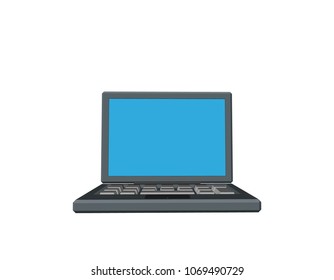 Laptop icon. Isolated on white background. 3d Vector illustration. Front view.