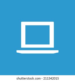 laptop icon, isolated, white on the blue background. Exclusive Symbols 