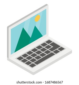 Laptop icon. Isometric illustration of laptop vector icon for web