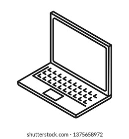 Laptop icon. Isometric line. Vector. Isolate on white background.