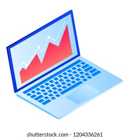 Laptop icon. Isometric of laptop vector icon for web design isolated on white background