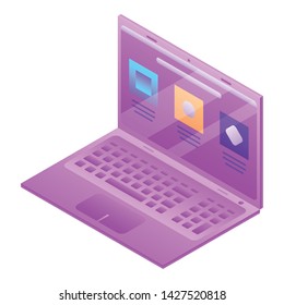 Laptop icon. Isometric of laptop vector icon for web design isolated on white background