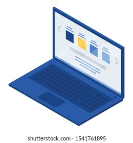 Laptop icon. Isometric of laptop vector icon for web design isolated on white background