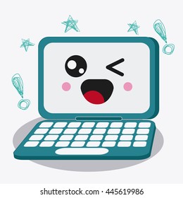 laptop icon. Kawaii and technology. Vector graphic