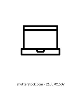 Laptop Icon. Line Art Style Design Isolated On White Background