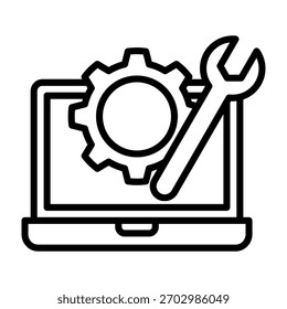 Ilustración vectorial de diseño de línea de iconos de computadora portátil