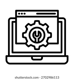 Ilustração vetorial do design da linha do ícone do notebook