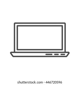laptop icon. line notebook with lid open thin line style