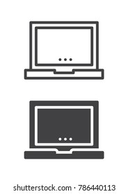 Laptop icon, line and solid version, outline and filled vector sign, linear and full pictogram isolated on white. Notebook computer symbol, logo illustration. Pixel perfect vector graphics