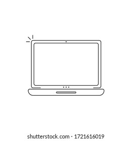 Laptop Icon line Vector. Simple flat symbol. Perfect Black pictogram illustration on white background.
