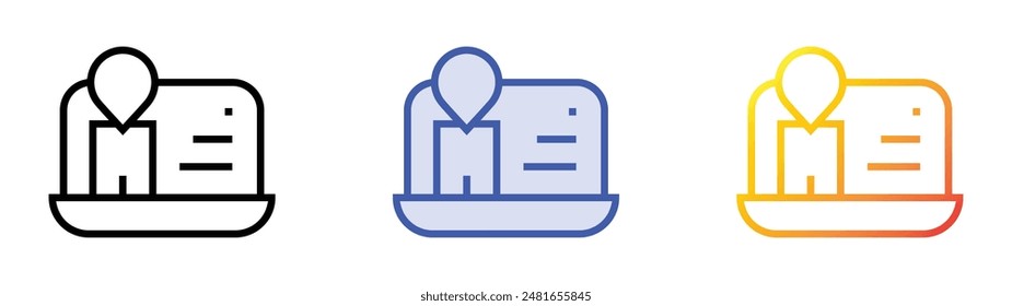 laptop icon. Linear, Blue Fill and Gradient Style Design Isolated On White Background